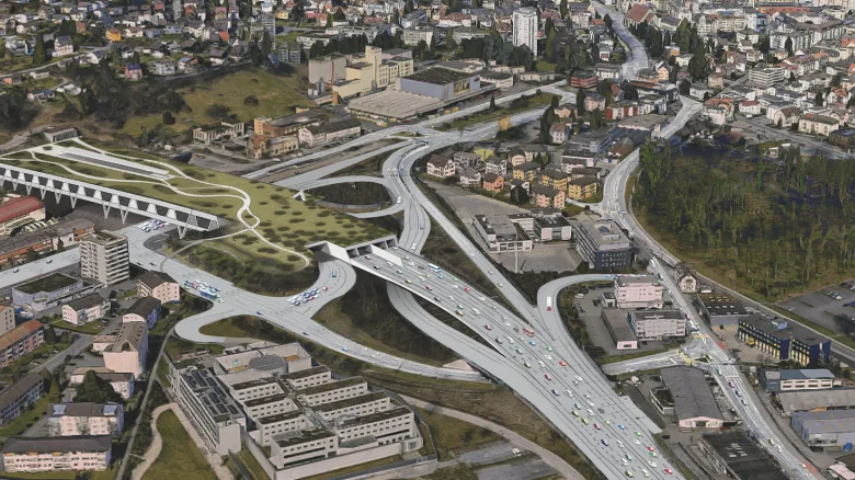 Sicht von oben aus Strassen