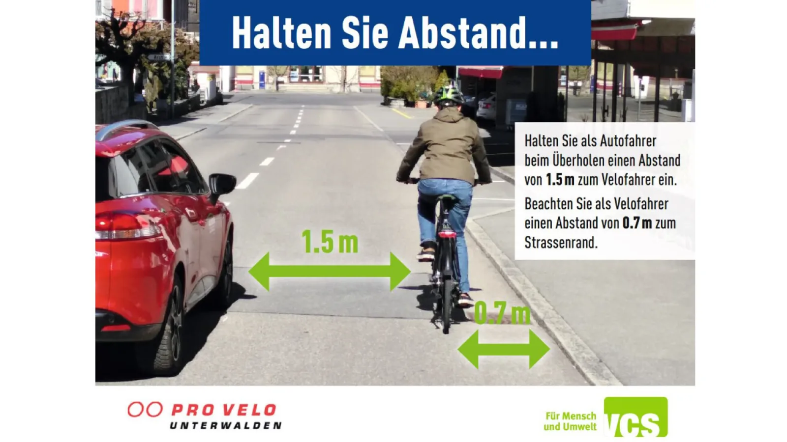 Verkehrssicherheit: Velo: Halten Sie Abstand