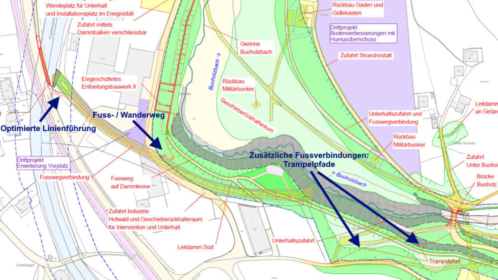 Hochwasserschutzprojekt-Übersichtsplan, Kt. Nidwalden