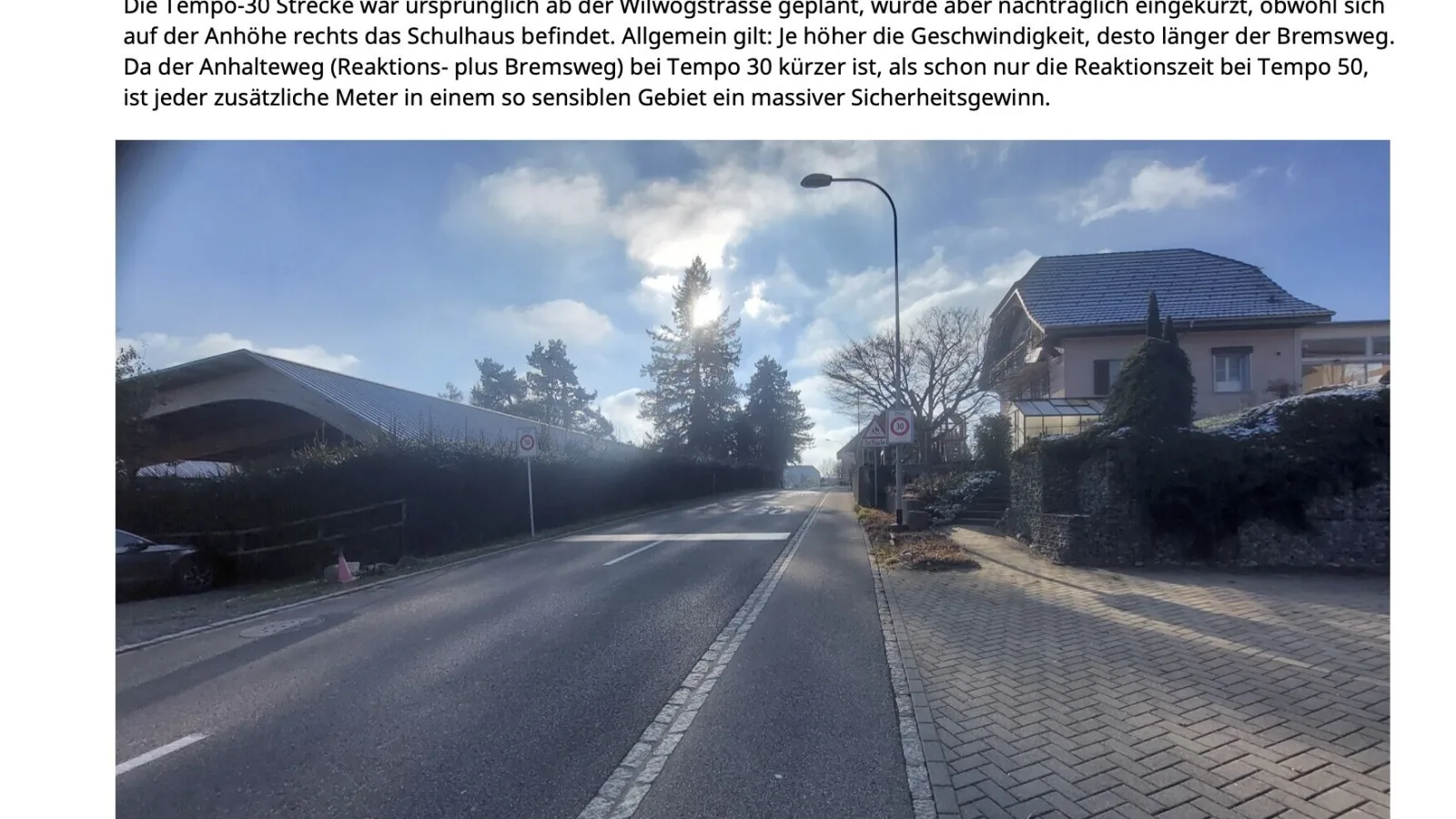 2026 03 Bild neu Legende von Wilwogstrasse auf Anhoehe befindet sich Schulhaus