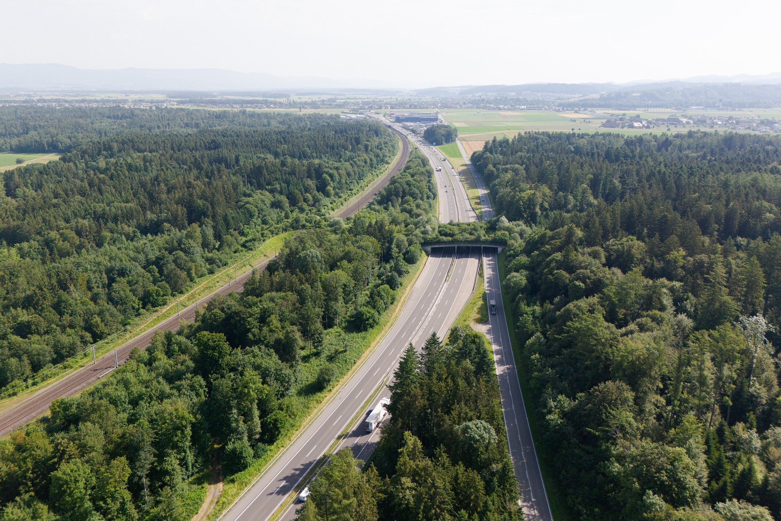 Autobahnausbau Drohne Schönbühl