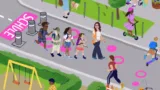 Illustration Kinder auf einer Schulstrasse