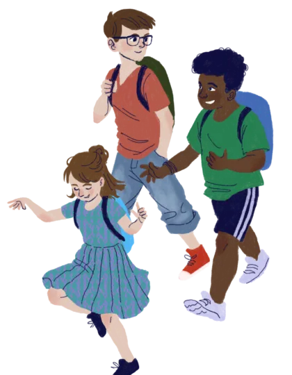 Kindergruppe auf dem Schulweg