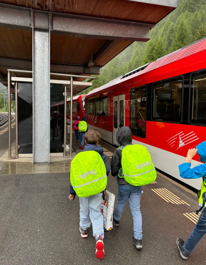 Schulweg Pedibus Zug Wallis