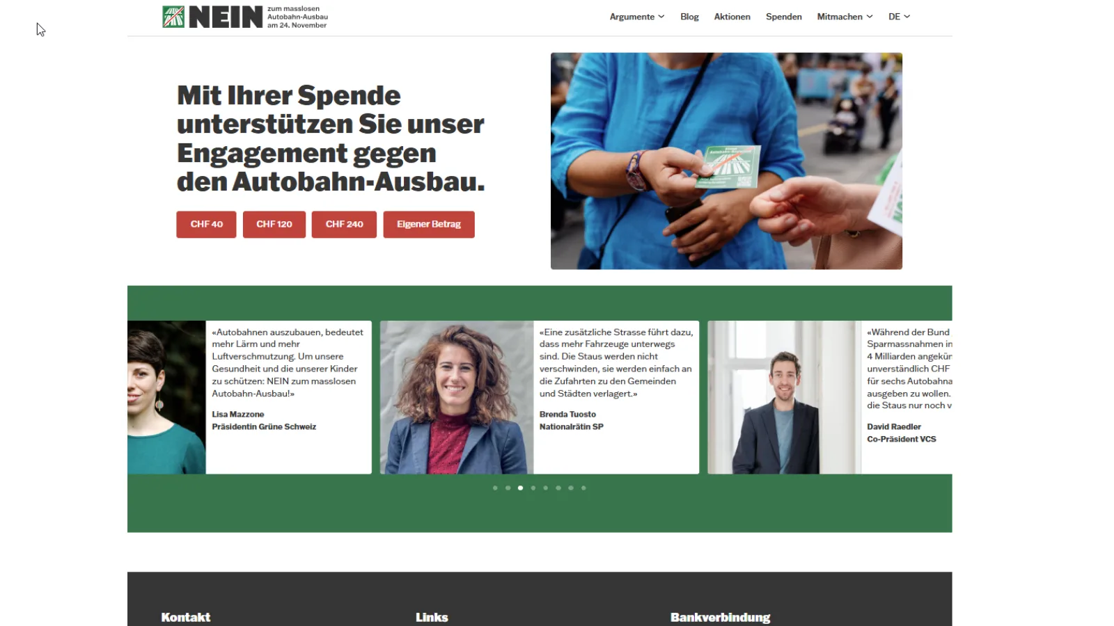 Screenshot Website Nein zum Autobahn-Ausbau