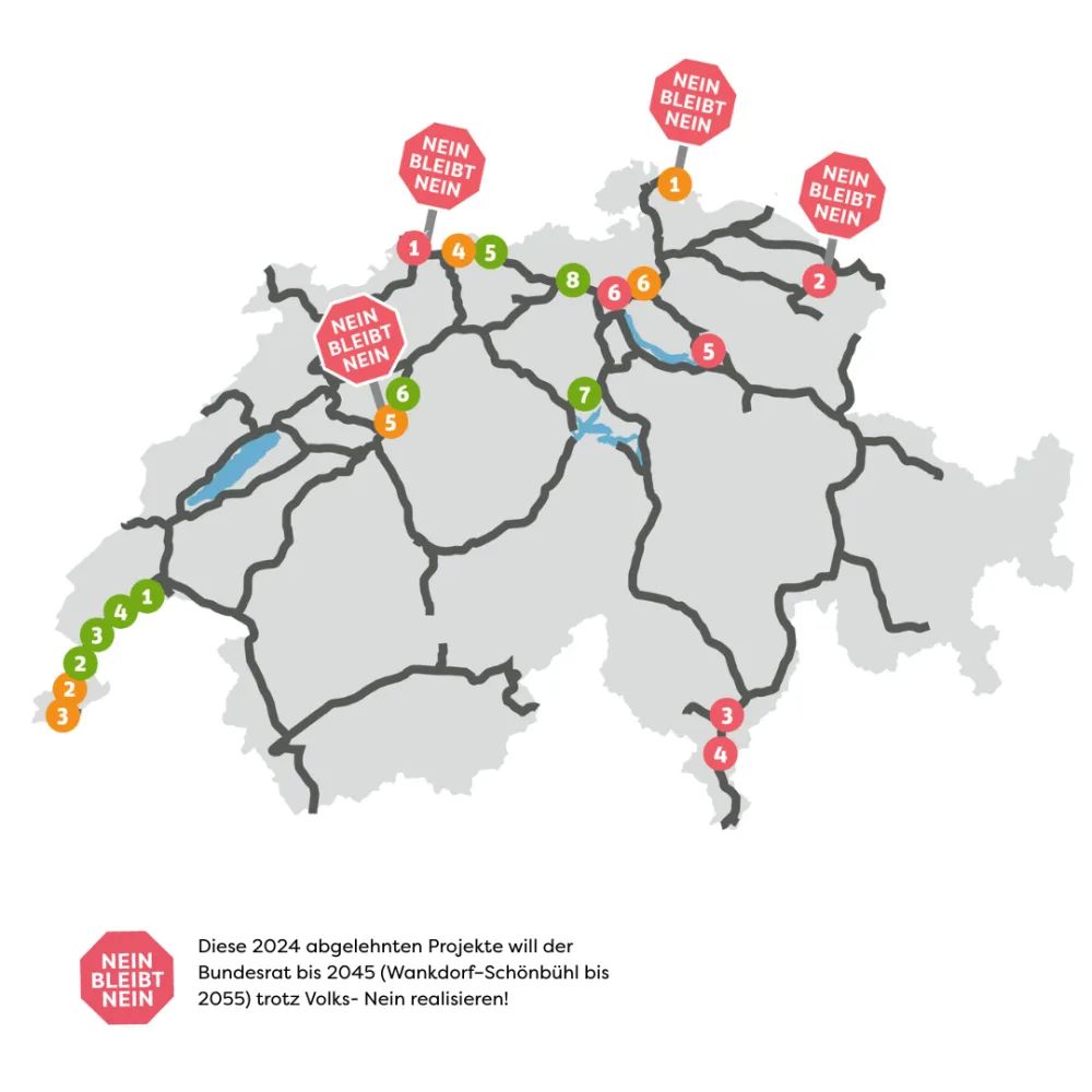 Schweizerkarte Verkehr 2045 Nein bleibt Nein Samira Oschounig Autobahn