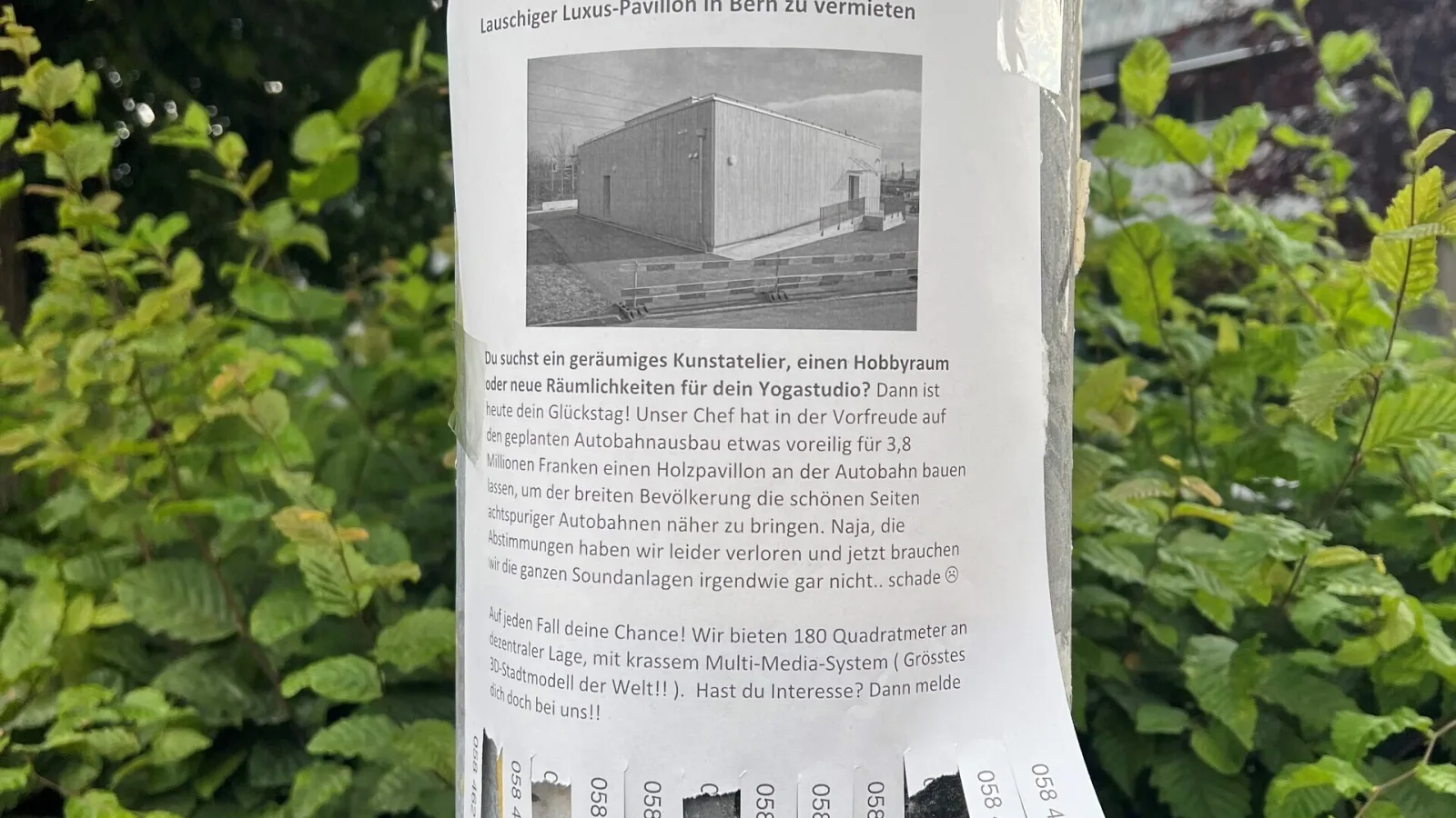 Flyer für Vermietung des Astra-Pavillons